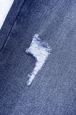 Folded Cuffs Distressed Straight High Waist Jeans