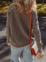 Contrast Cable Knit Sleeve Casual Sweater