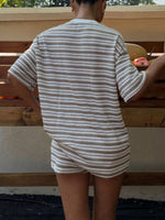 Striped Short Sleeve Top and Shorts Set