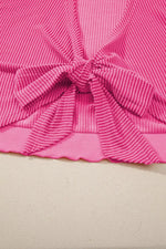 Spiral Ribbed Cutout Bow Knot Back Oversize Top