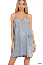 Zenana Enzyme Stone Washed Lyocell Mini Dress