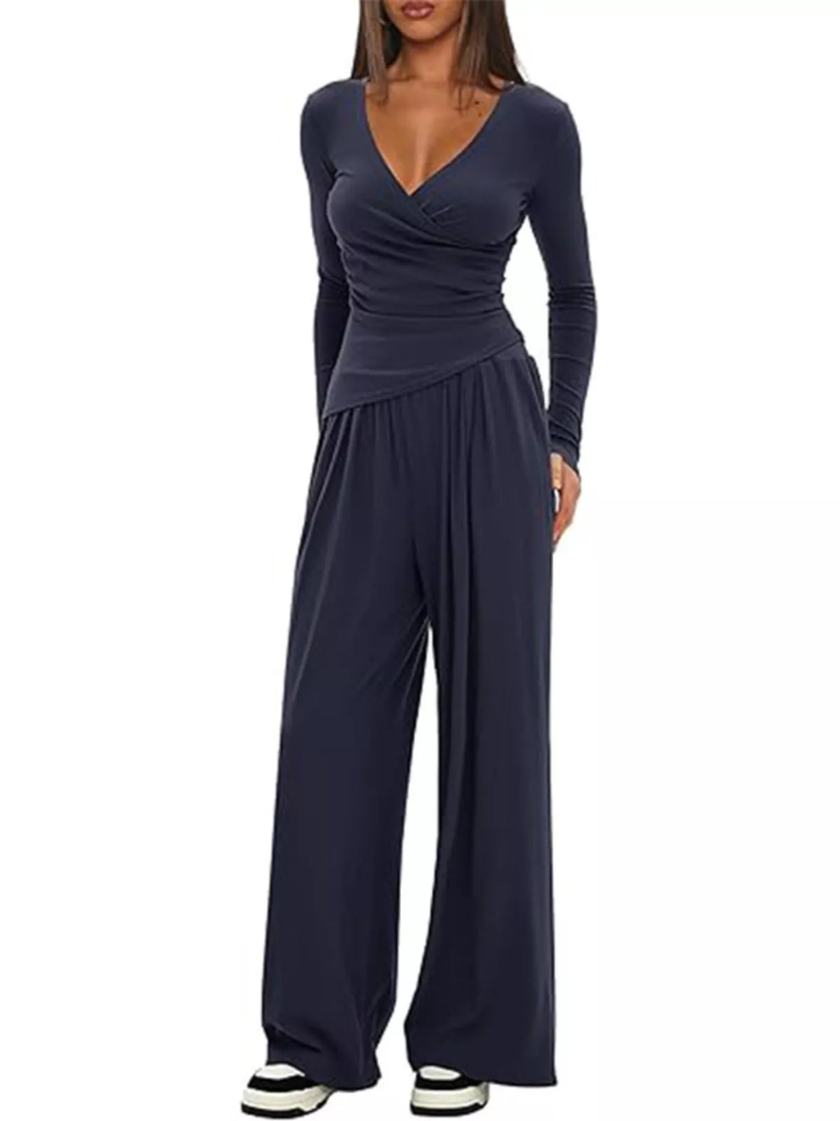 Casual Long Sleeve Top and Pants Two-Piece Set