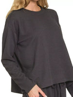 Zenana Corded Rib Long Sleeve Tee and Shorts Set