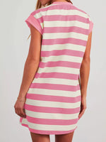 Full Size Casual Striped Short Sleeve Mini Dress Plus Size