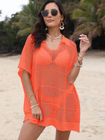 Hollow Out Collared Neck Cover-Up