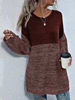 Color Block Long Sleeve Oversized Sweater