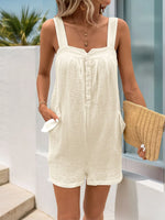 Perfee Texture Sleeveless Romper with Pockets