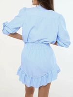 Striped Shirt and Skirt Set with Ruffle Details