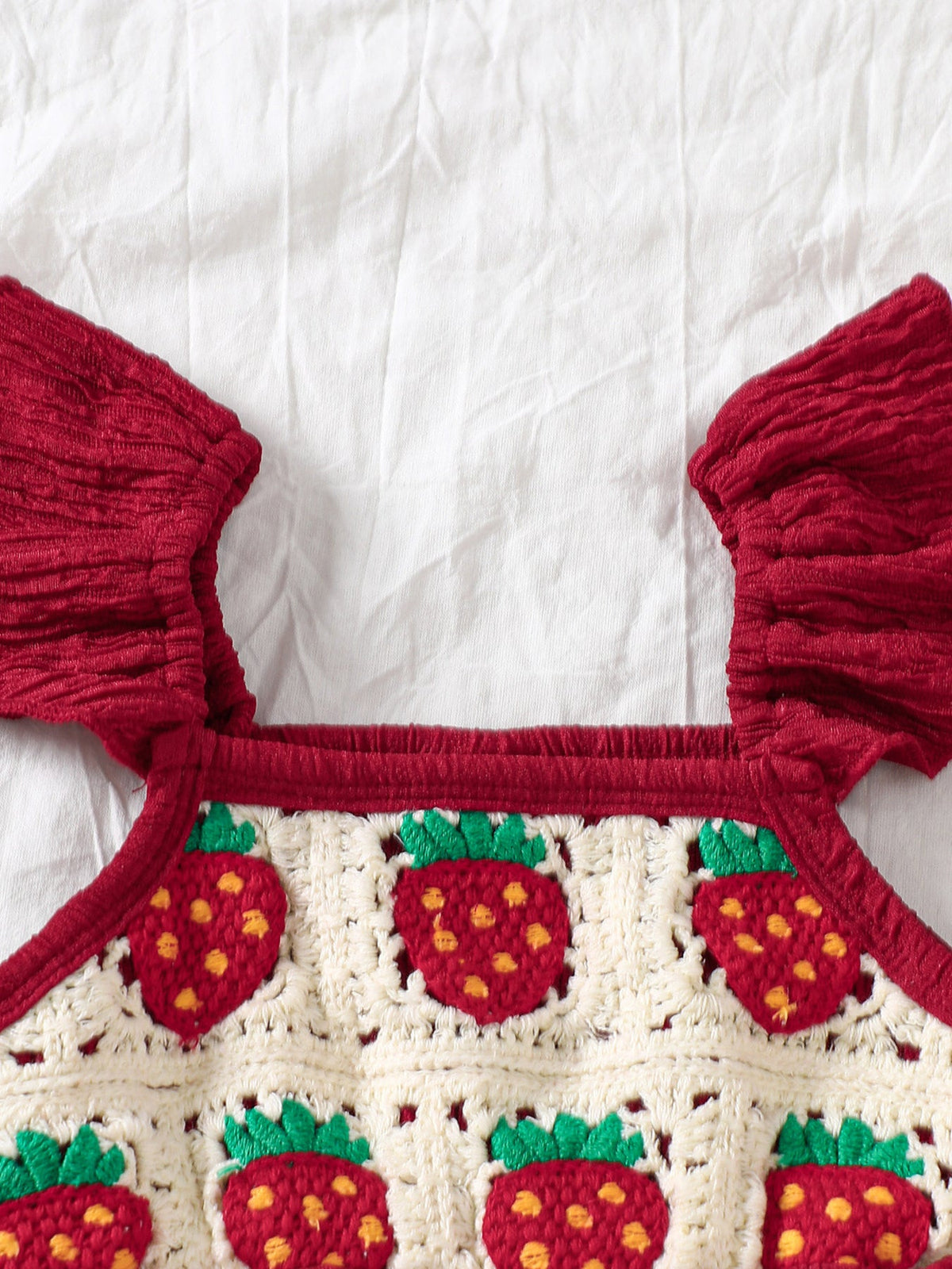 Children's Crochet Ruffle Trim Jumpsuit