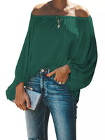 Full Size Off-Shoulder Balloon Sleeve Blouse Plus Size