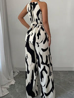 Abstract Print Wide Leg Jumpsuit