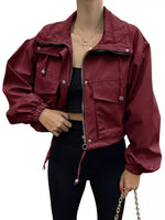 Drawstring Hem Zip Up Jacket