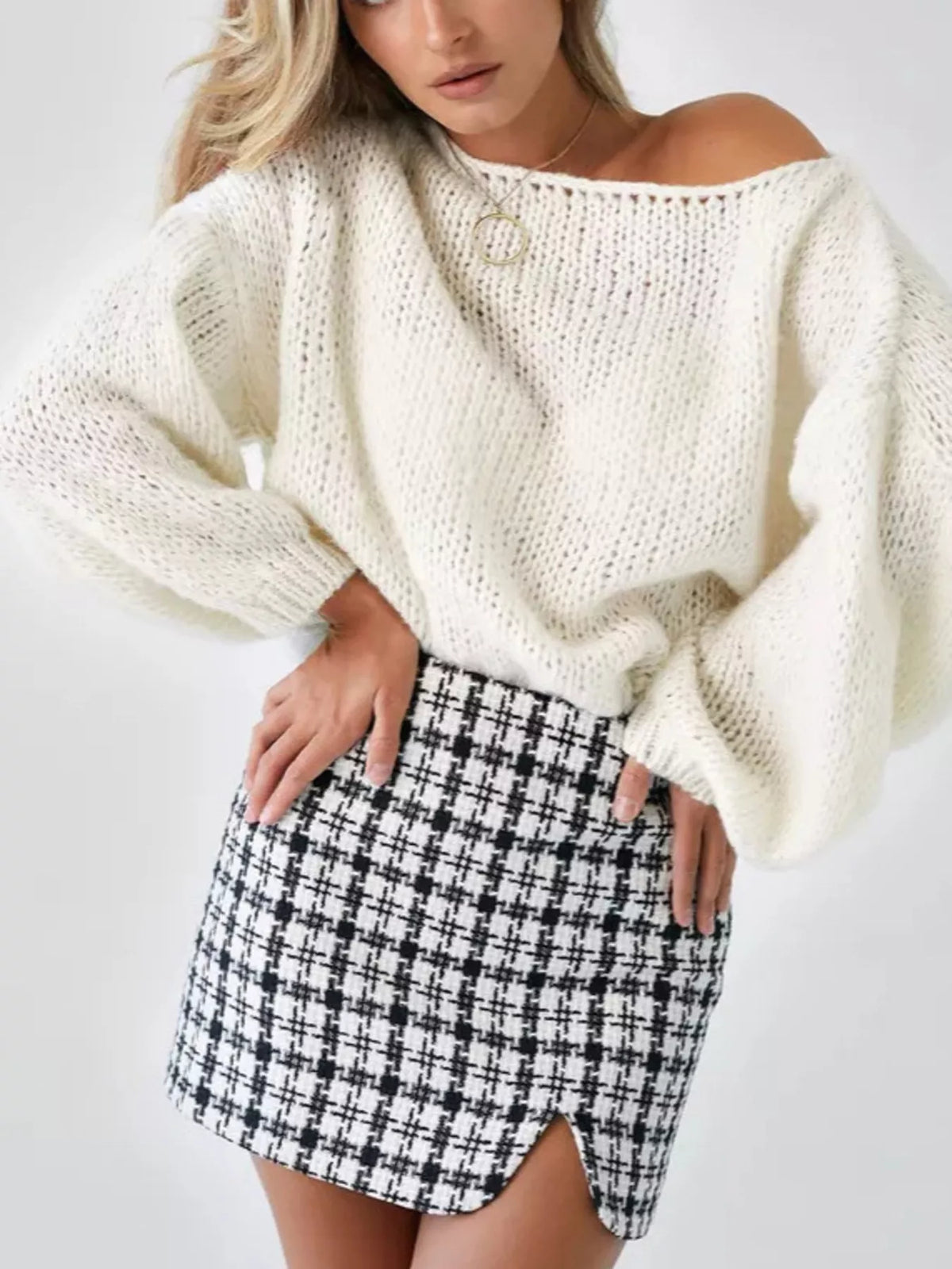 Chunky Knit Boat Neck Sweater