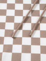 Checkered Pattern Oversized Drawstring Hoodie