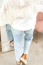 Light Wash Utility Pocket Straight Leg Jeans
