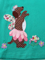 Children's Dog Embroidered Round Neck Dress