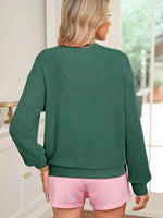 Merry Twisted Rib Christmas Loose Long Sleeve Top