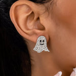18K Gold-Plated Rhinestone Halloween Ghost Earrings