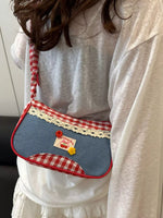 Cherry Plaid Strap Crossbody Bag