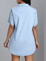 Button-Down Short Sleeve Denim Dress