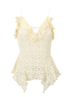 Lace Ruffle Trim Tie-Front Cami