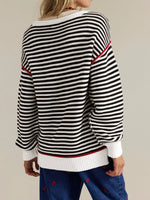 Striped Round Neck Long Sleeve Sweater
