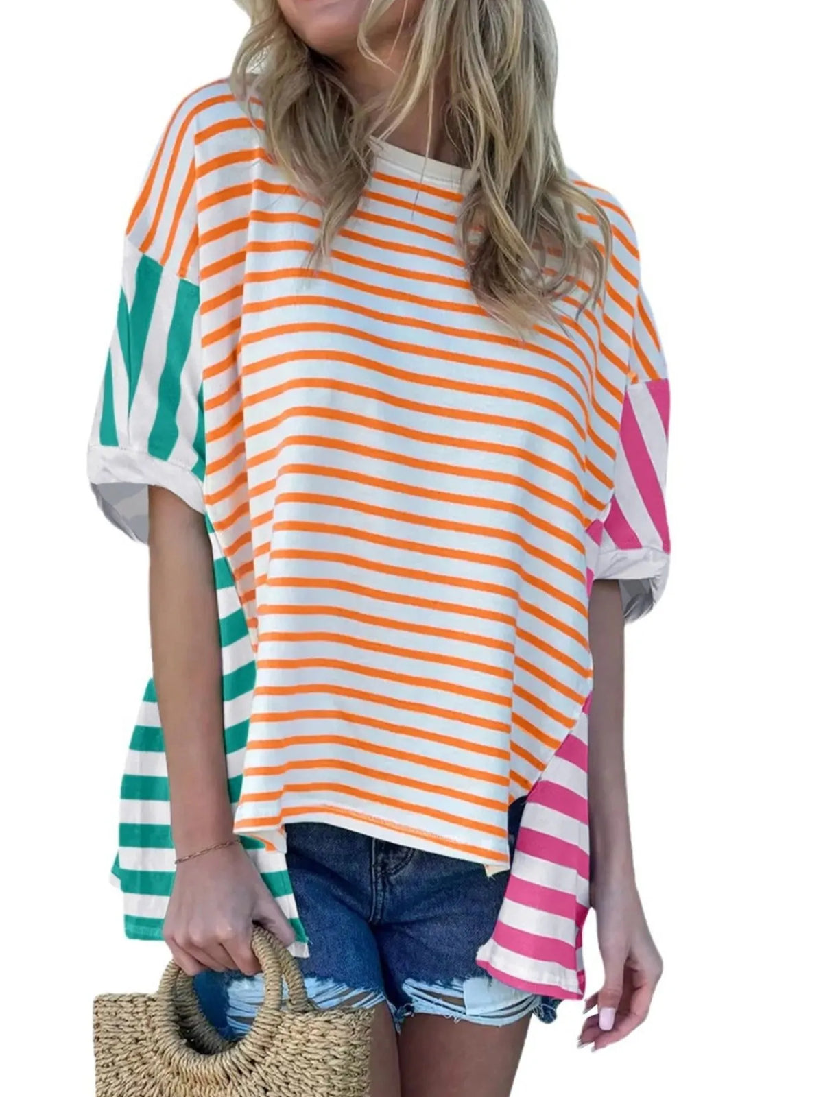 Colorful Striped Oversized T-Shirt
