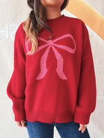 Bow Pattern Casual Long Sleeve Sweater