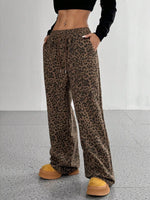 Leopard Wide-Leg Drawstring Pants