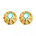 18K Gold-Plated Bead Round Earrings