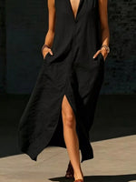 Sleeveless Maxi Dress with Side Pockets