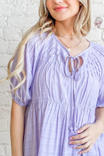 And The Why Textured Pintuck Blouse Top with Tassels