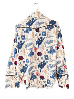 Printed Button Up Long Sleeve Shirt