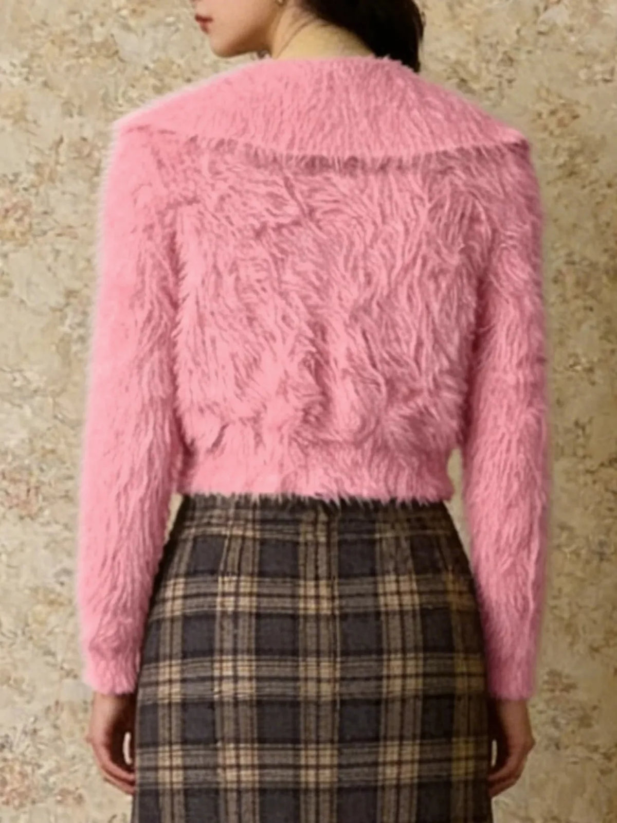 Fluffy Knit Zip-Up Outerwear