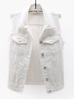 Full Size Sleeveless Frayed Denim Vest Jacket Plus Size