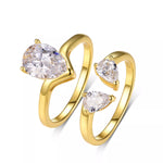 2 Piece 1.75 Carat Moissanite 925 Sterling Silver Teardrop Ring