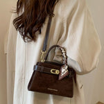 Suede Mini Crossbody Bag with Leather Strap
