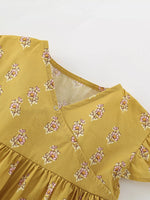 Children's Floral Print Ruffle Sleeve Wrap Dress