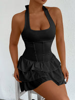 Halter Neck Ruffle Layered Dress