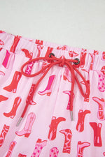 Cowgirl Boots Printed Shirt and Shorts Set