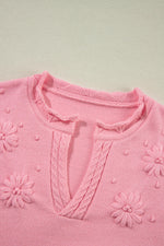Daisy Notched Long Sleeve Sweater