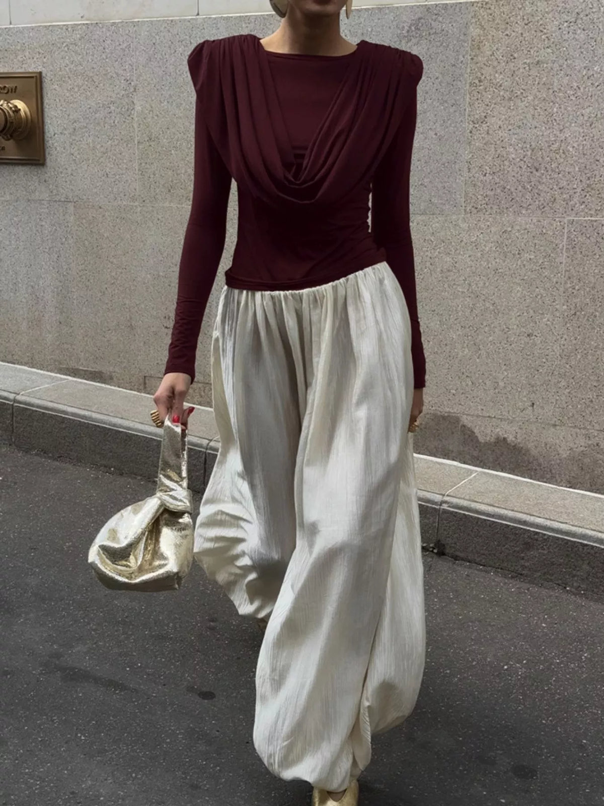 Ruched Long Sleeve T-Shirt