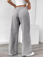Striped Drawstring Wide-Leg Pants