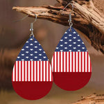 Stars and Stripes PU Leather Teardrop Earrings