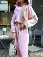 Zip Up Hoodie and Wide-Leg Pants Set