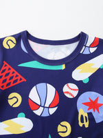 Children's Sporty Print Round Neck Tee and Shorts Set