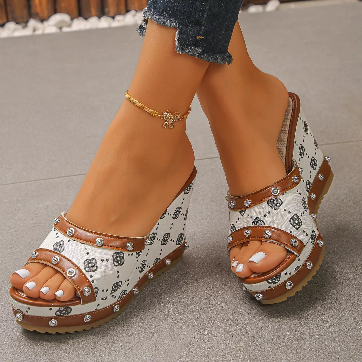 Peep Toe Wedge Sandals