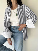 Striped Oversized Button-Up Shirt