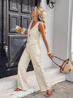 Striped Vest & Wide Leg Pants Set