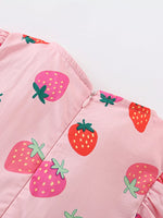 Children's Strawberry Print Tiered Puff Sleeve Dress